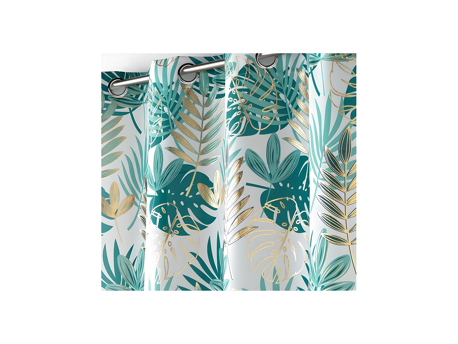 Rideau à Œillets "Ornella" 140x260cm Blanc & Émeraude
