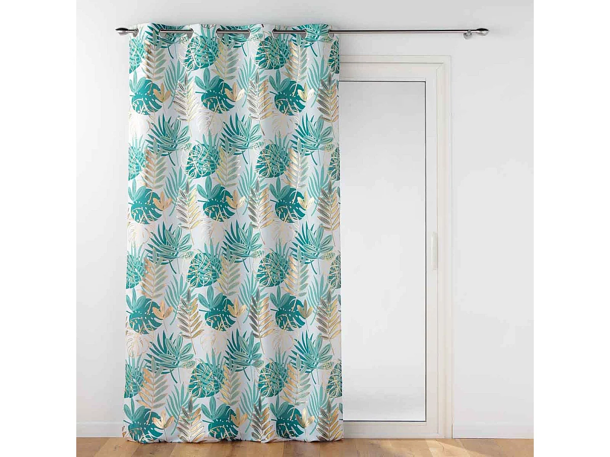 Rideau à Œillets "Ornella" 140x260cm Blanc & Émeraude