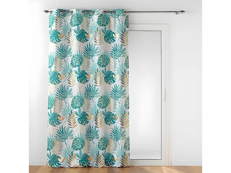 Rideau à Œillets "Ornella" 140x260cm Blanc & Émeraude