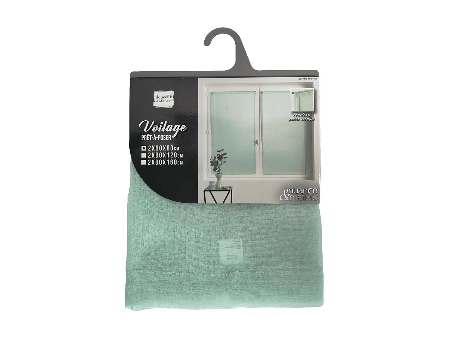 Paire de Voilages "Sandra" 60x90cm Menthe