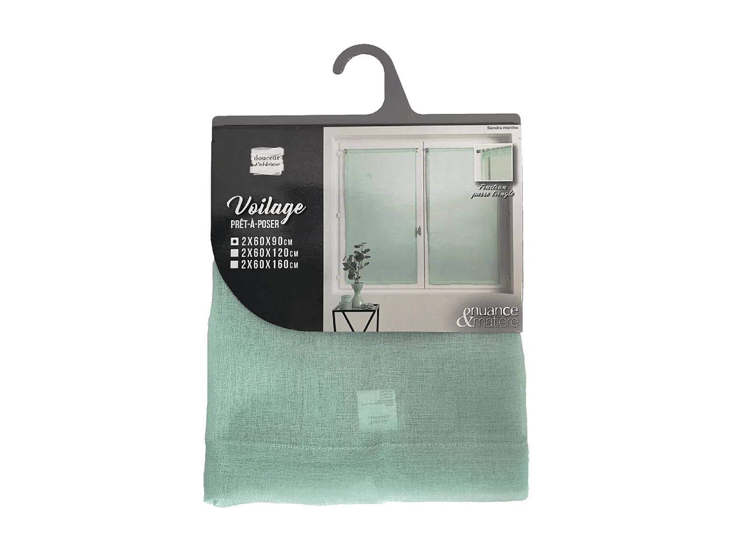 Paire de Voilages "Sandra" 60x90cm Menthe
