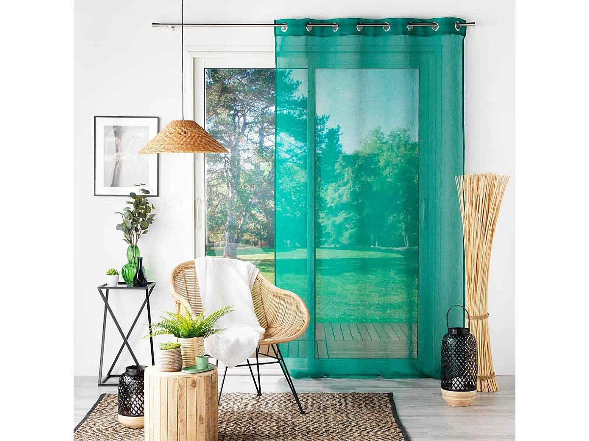Rideau Voilage à Œillets "Sandra" 140x280cm Émeraude
