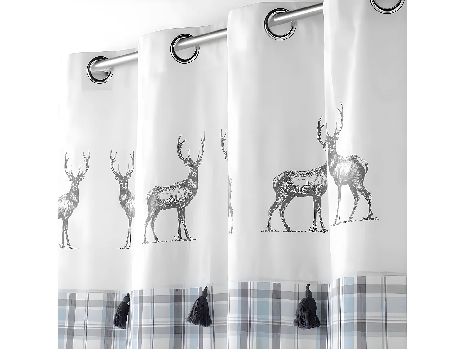 Rideau à Œillets Tissé "Megève" 140x240cm Bleu