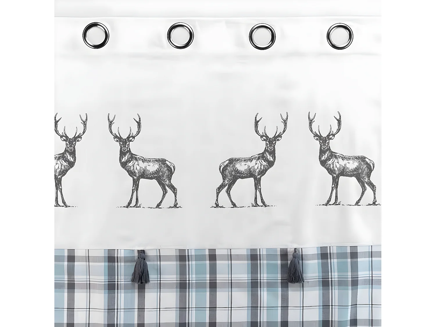 Rideau à Œillets Tissé "Megève" 140x240cm Bleu