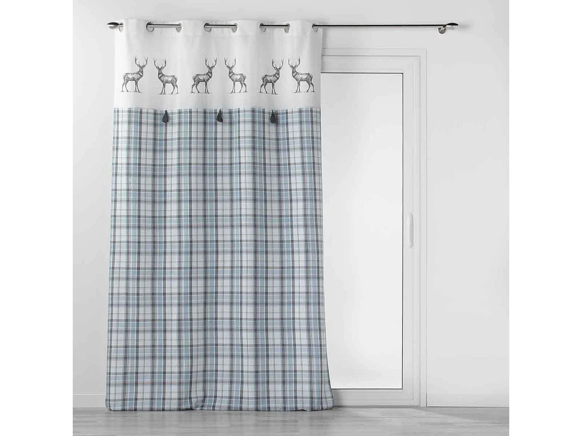 Rideau à Œillets Tissé "Megève" 140x240cm Bleu