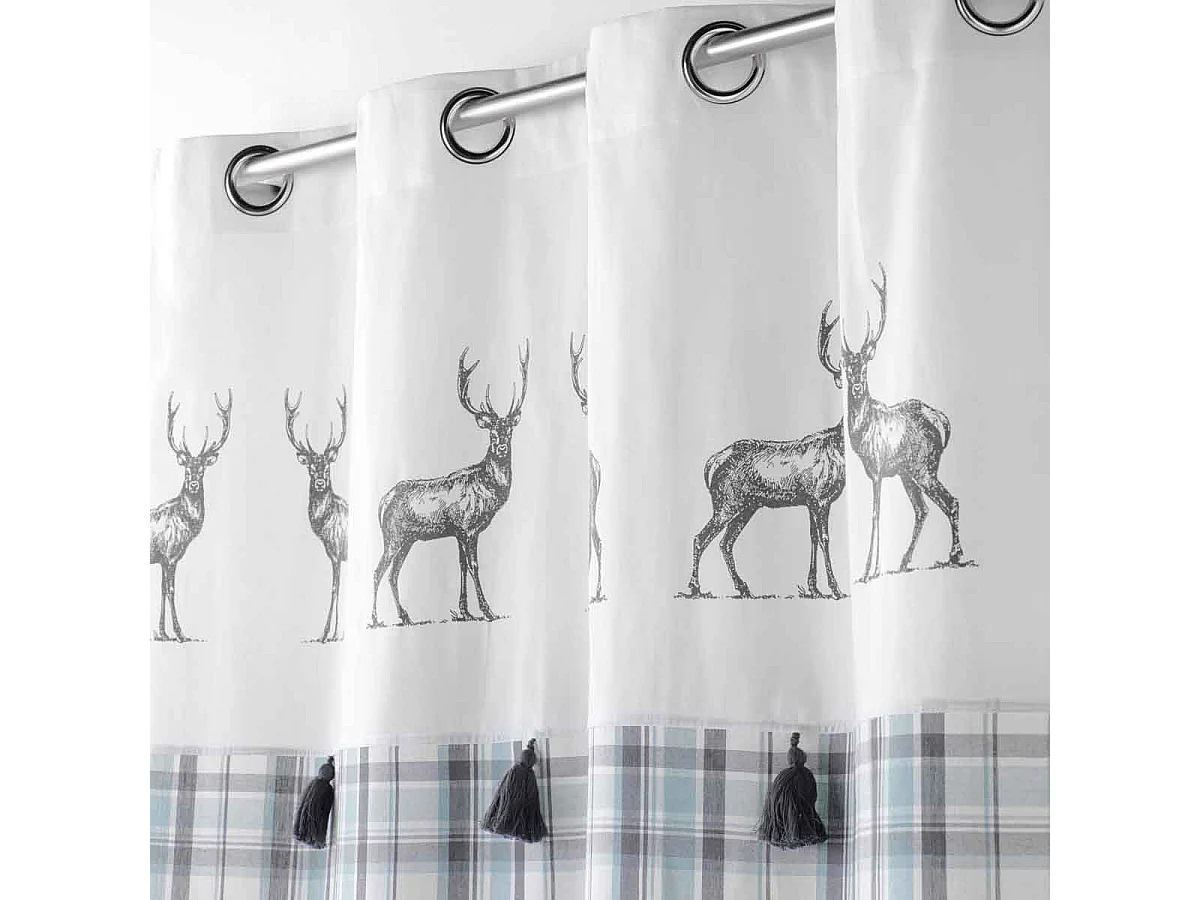 Rideau à Œillets Tissé "Megève" 140x240cm Bleu