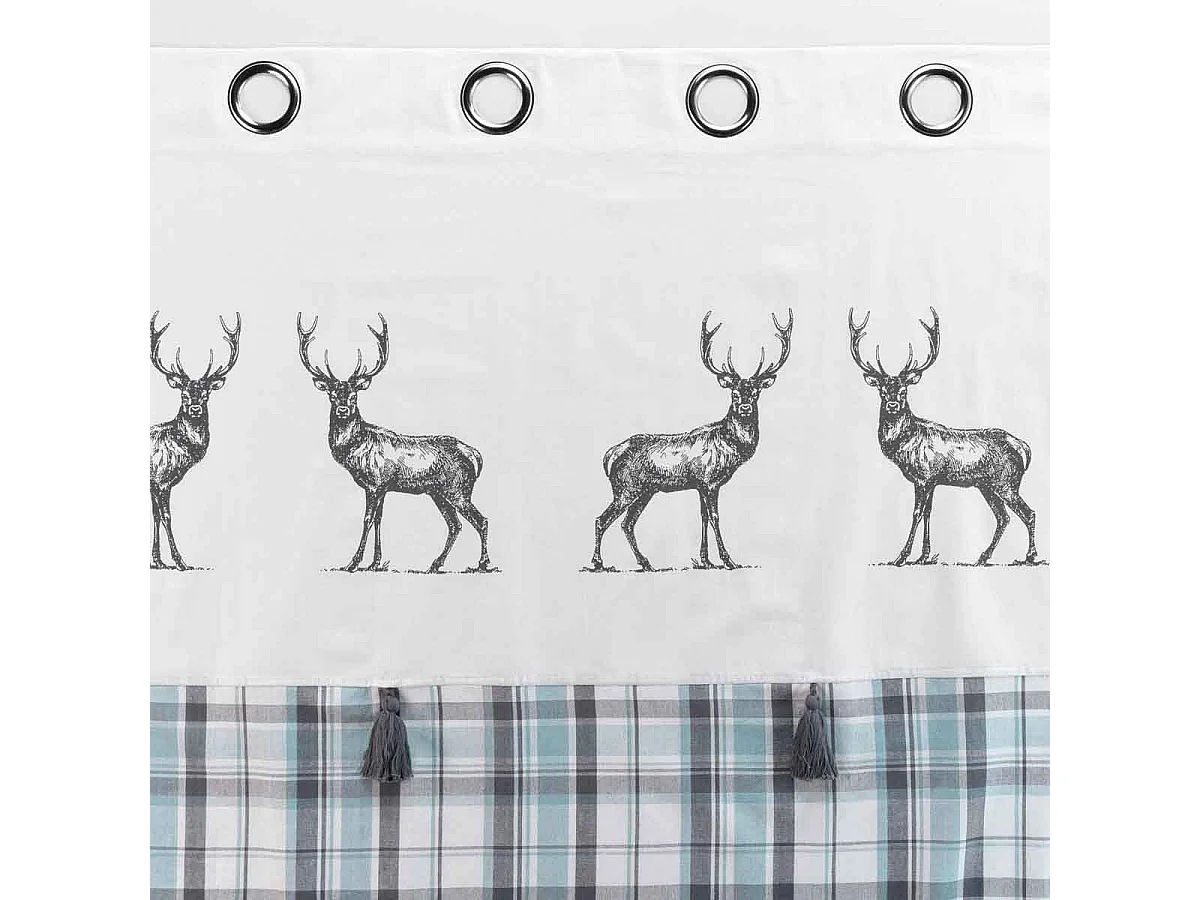 Rideau à Œillets Tissé "Megève" 140x240cm Bleu