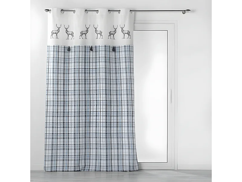 Rideau à Œillets Tissé "Megève" 140x240cm Bleu