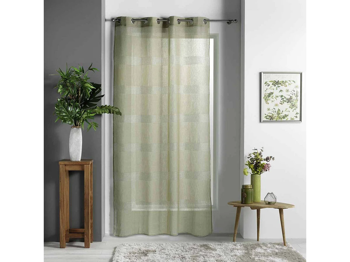 Rideau Voilage à Œillets "Ajourela" 140x280cm Kaki