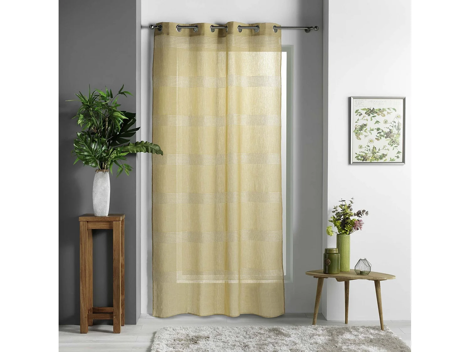 Rideau Voilage à Œillets "Ajourela" 140x240cm Jaune