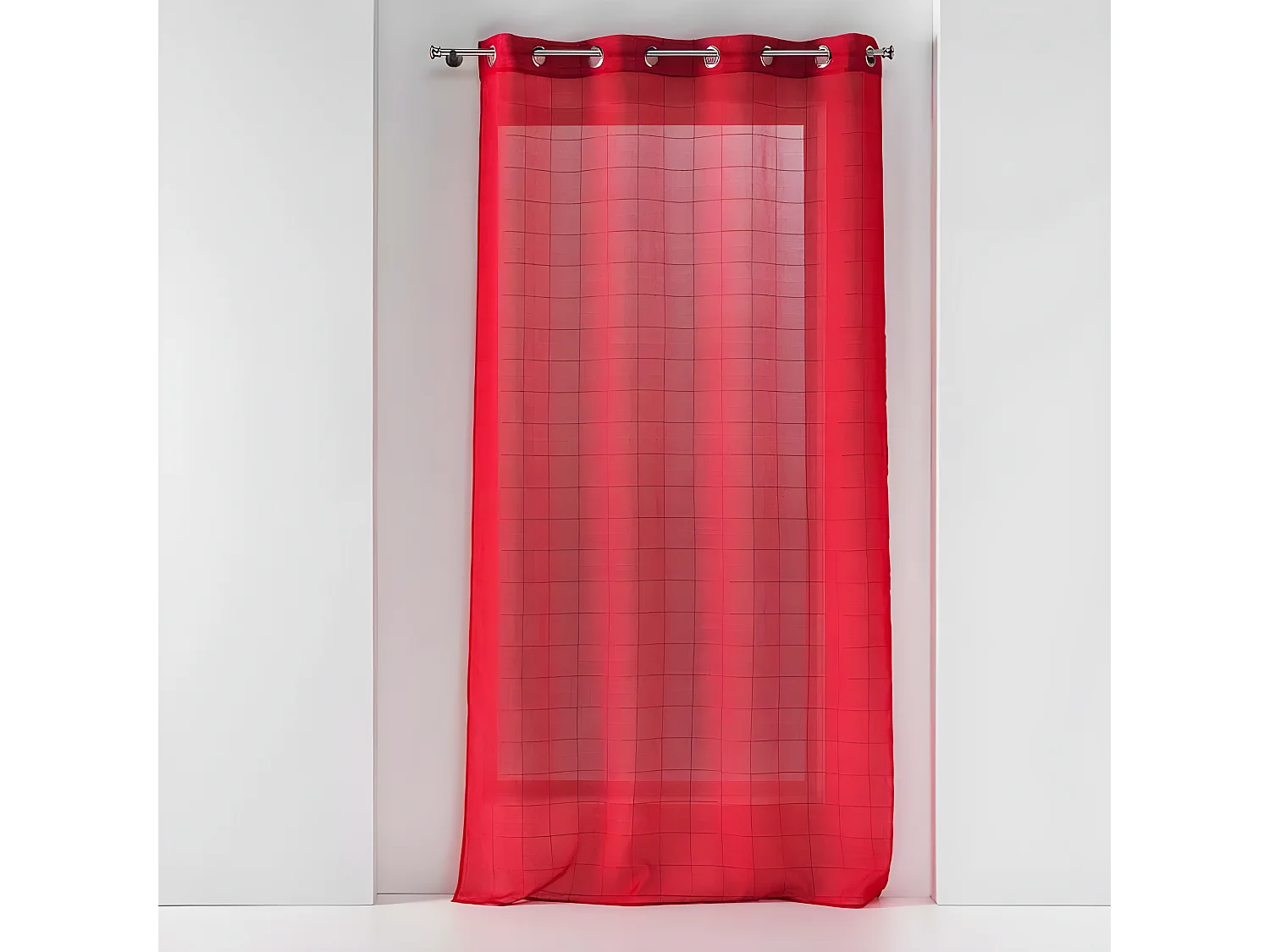 Rideau Voilage à Œillets "Eulalie" 140x240cm Rouge