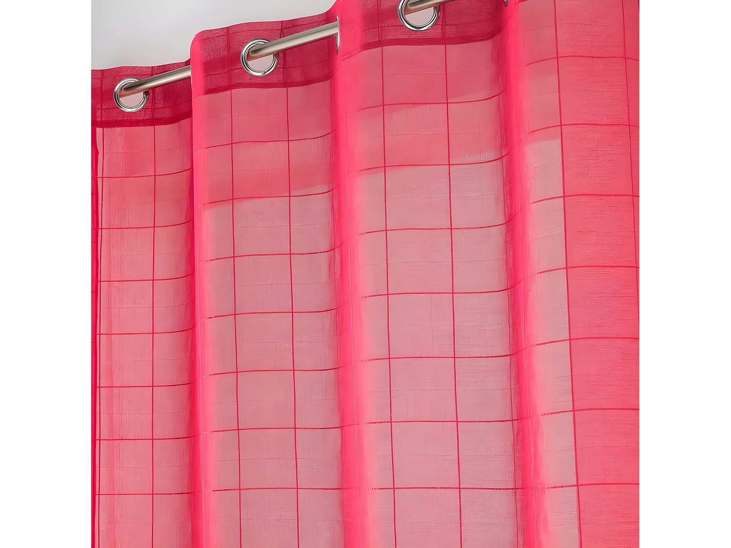 Rideau Voilage à Œillets "Eulalie" 140x240cm Rouge