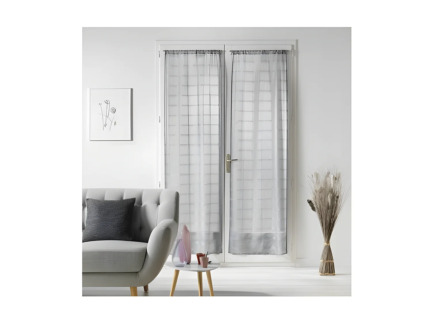 Paire de Voilages Passe-Tringle "Candide" 70x200cm Gris