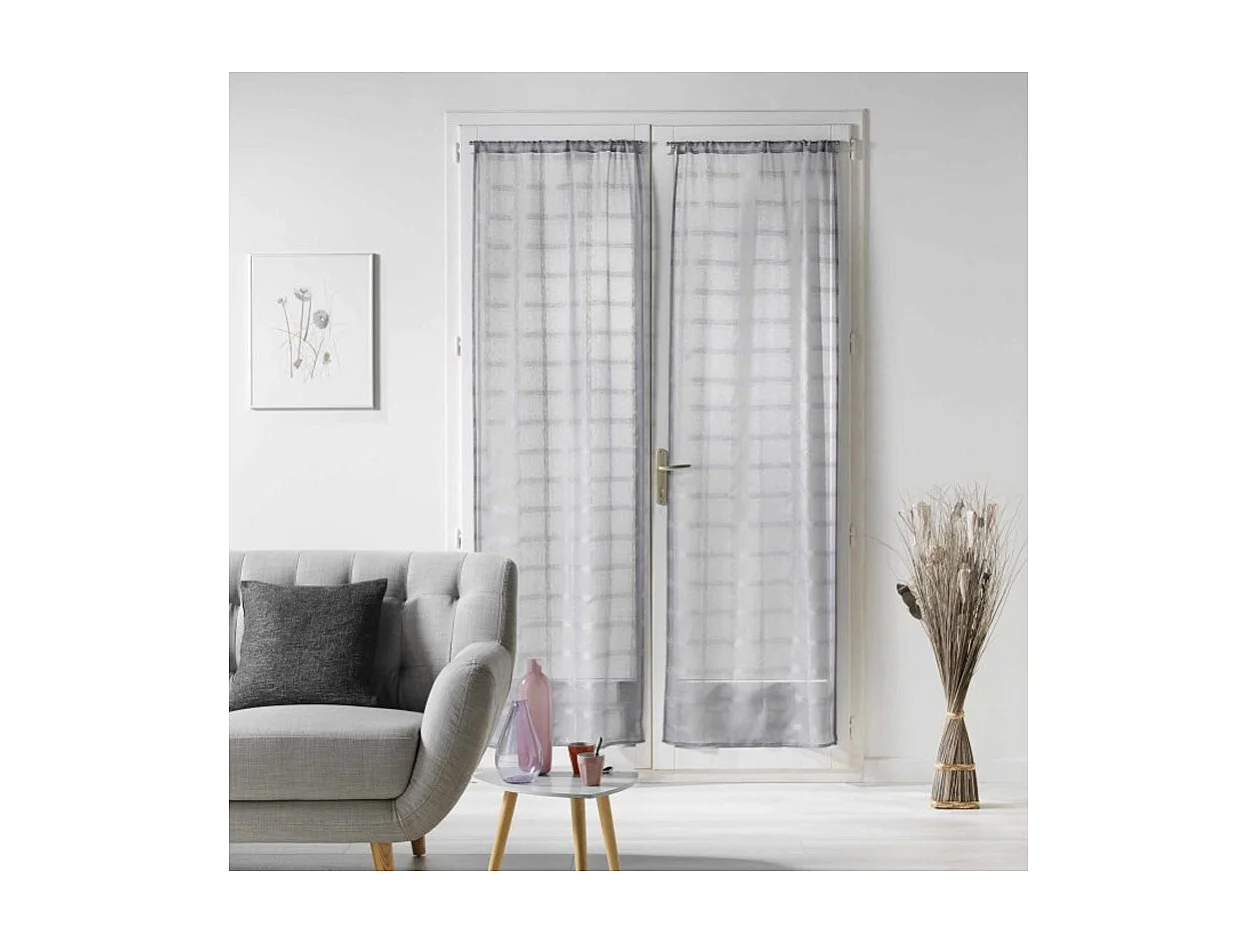 Paire de Voilages Passe-Tringle "Candide" 70x200cm Gris
