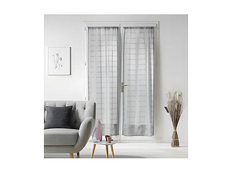 Paire de Voilages Passe-Tringle "Candide" 70x200cm Gris