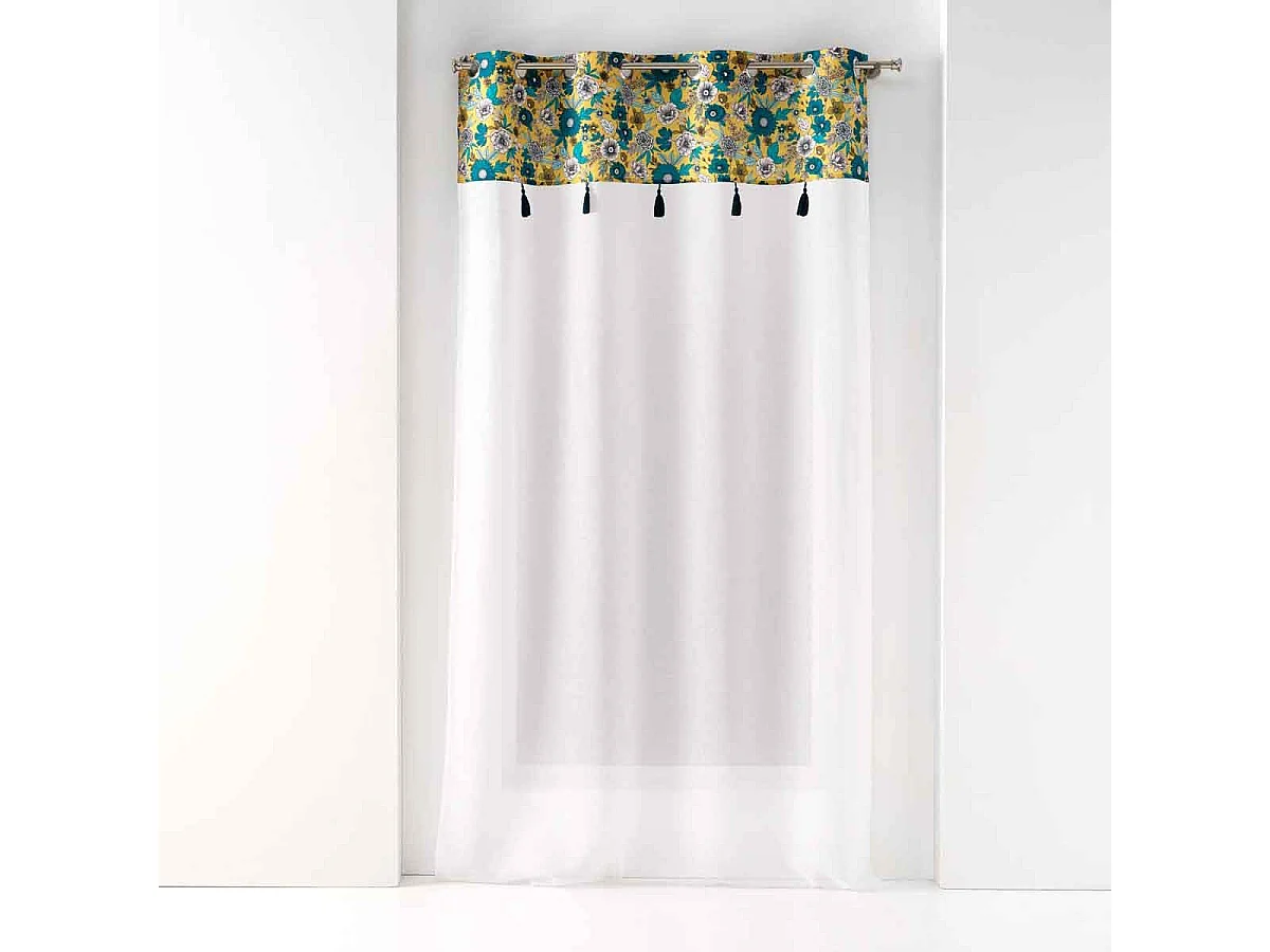 Rideau Voilage à Œillets "Bohoflora" 140x240cm Jaune