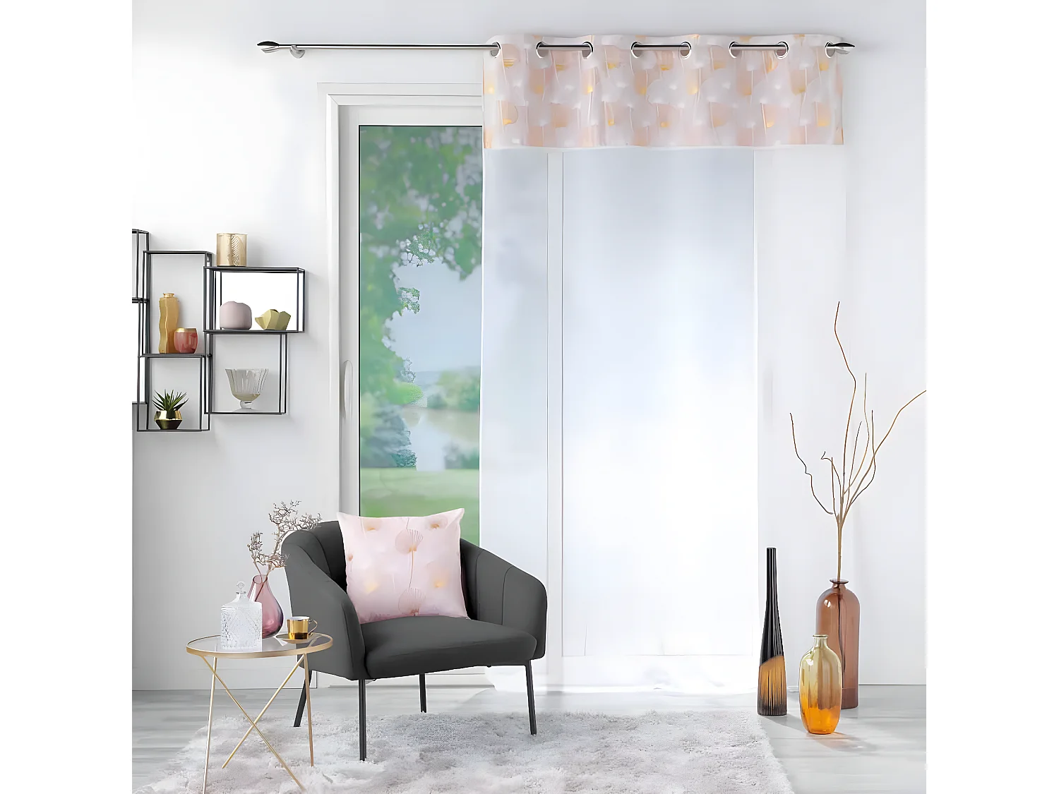 Rideau Voilage à Œillets "Clairine" 140x240cm Rose