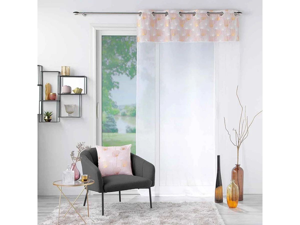 Rideau Voilage à Œillets "Clairine" 140x240cm Rose