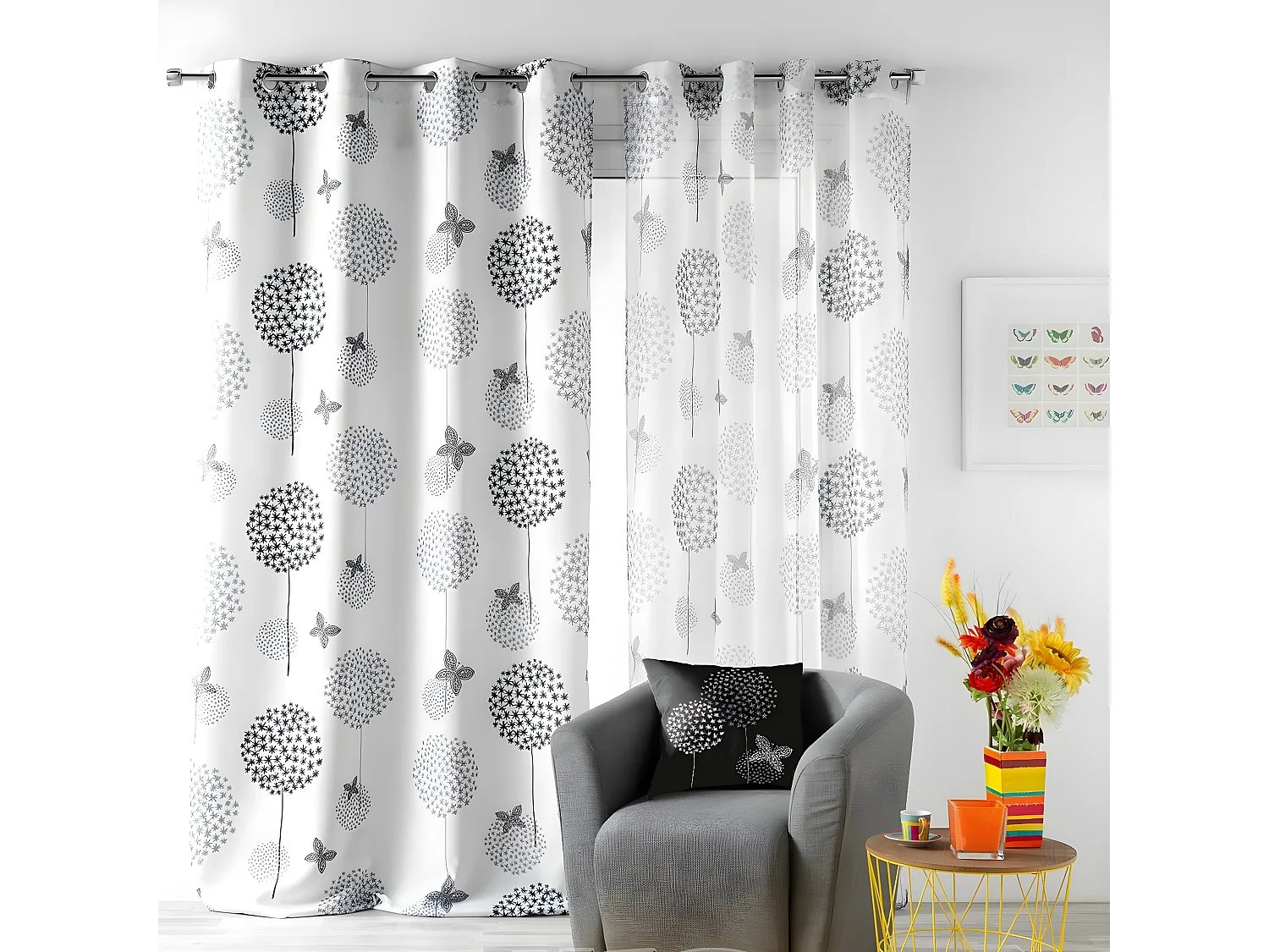 Rideau Voilage à Œillets "Baxo" 140x240cm Blanc