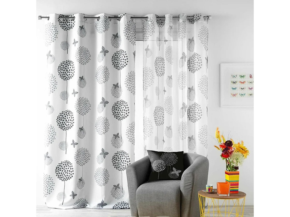 Rideau Voilage à Œillets "Baxo" 140x240cm Blanc