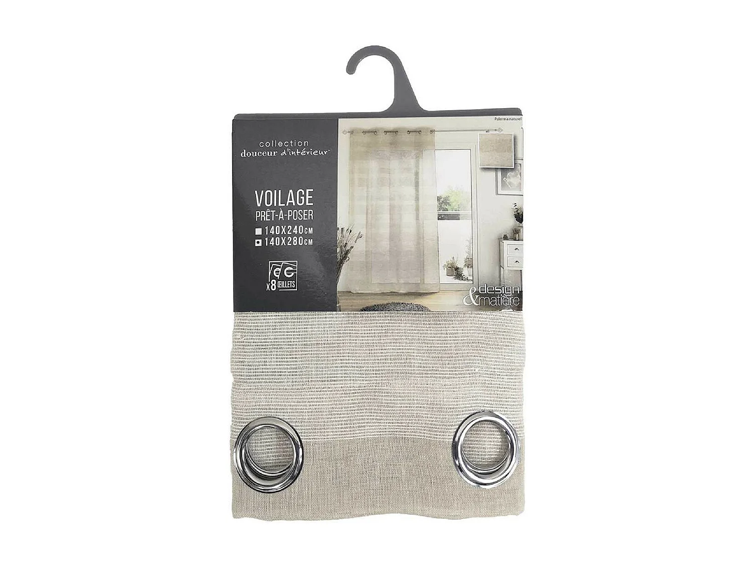 Rideau Voilage à Œillets "Palerma" 140x280cm Naturel