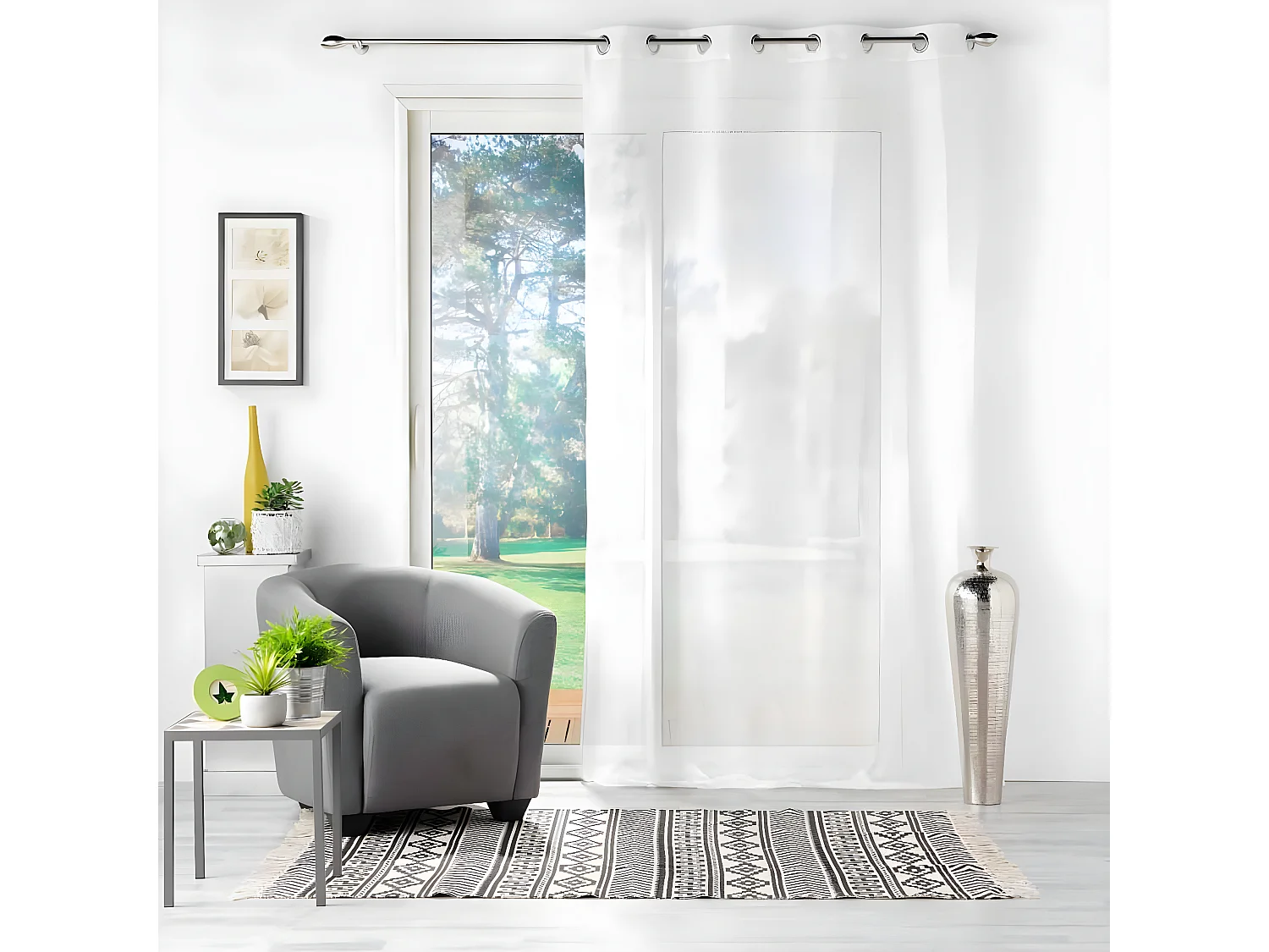 Rideau Voilage à Œillets "Castille" 140x240cm Blanc