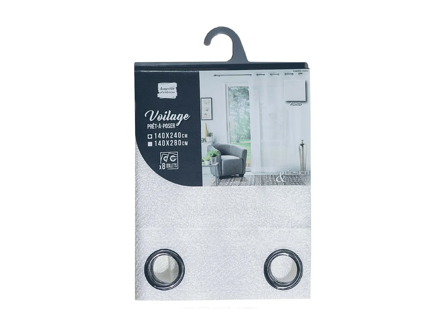 Rideau Voilage à Œillets "Castille" 140x240cm Blanc