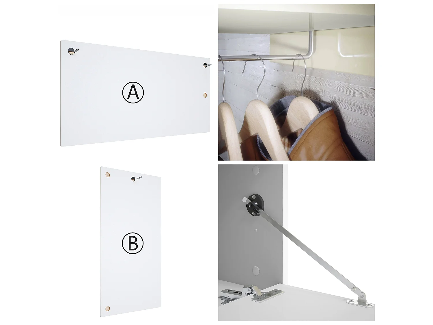 Vestiaire blanc mat et panneau  aspect métal Rêche  (LxHxP) : 105 x 193 x 35