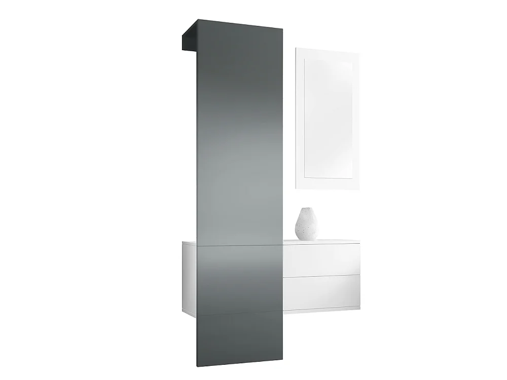 Vestiaire blanc mat et panneau graphique satiné (LxHxP) : 105 x 193 x 35