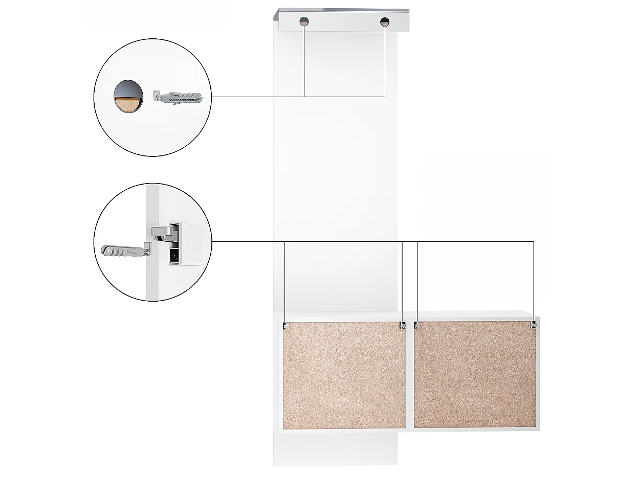 Vestiaire blanc mat et panneau graphique satiné (LxHxP) : 105 x 193 x 35