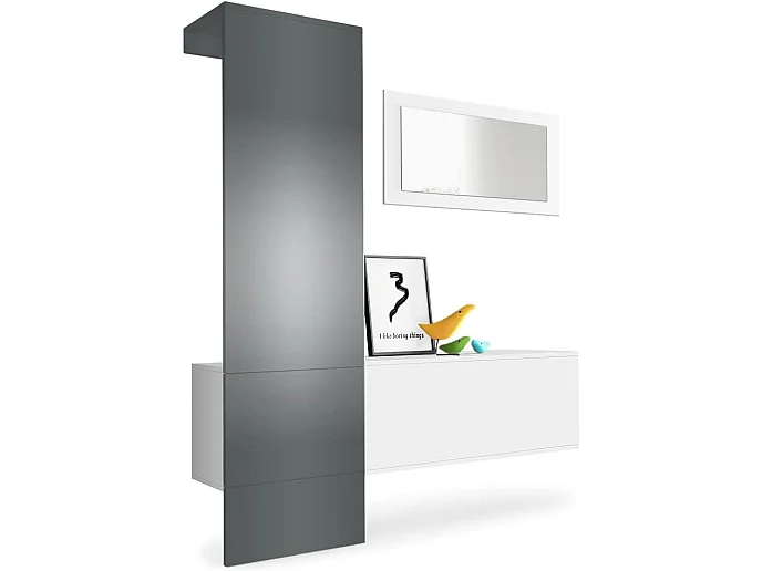 Vestiaire mat blanc panneau en  Graphite satiné Mat 156 x 193 x 35 cm