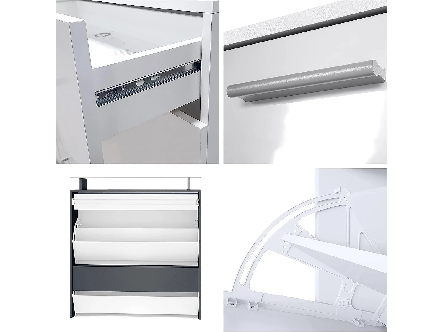 Ensemble de Meubles d'entrée  Corps en Noir Mat/Façades en aspect Chêne Brut