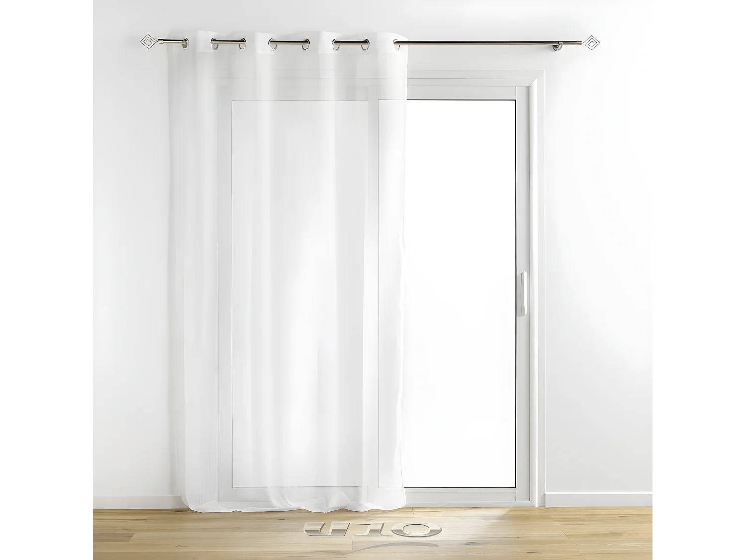 Rideau Voilage à Œillets "Sunline" 140x240cm Blanc & Argent