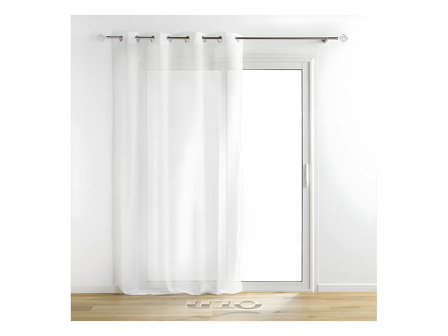 Rideau Voilage à Œillets "Sunline" 140x240cm Blanc & Argent