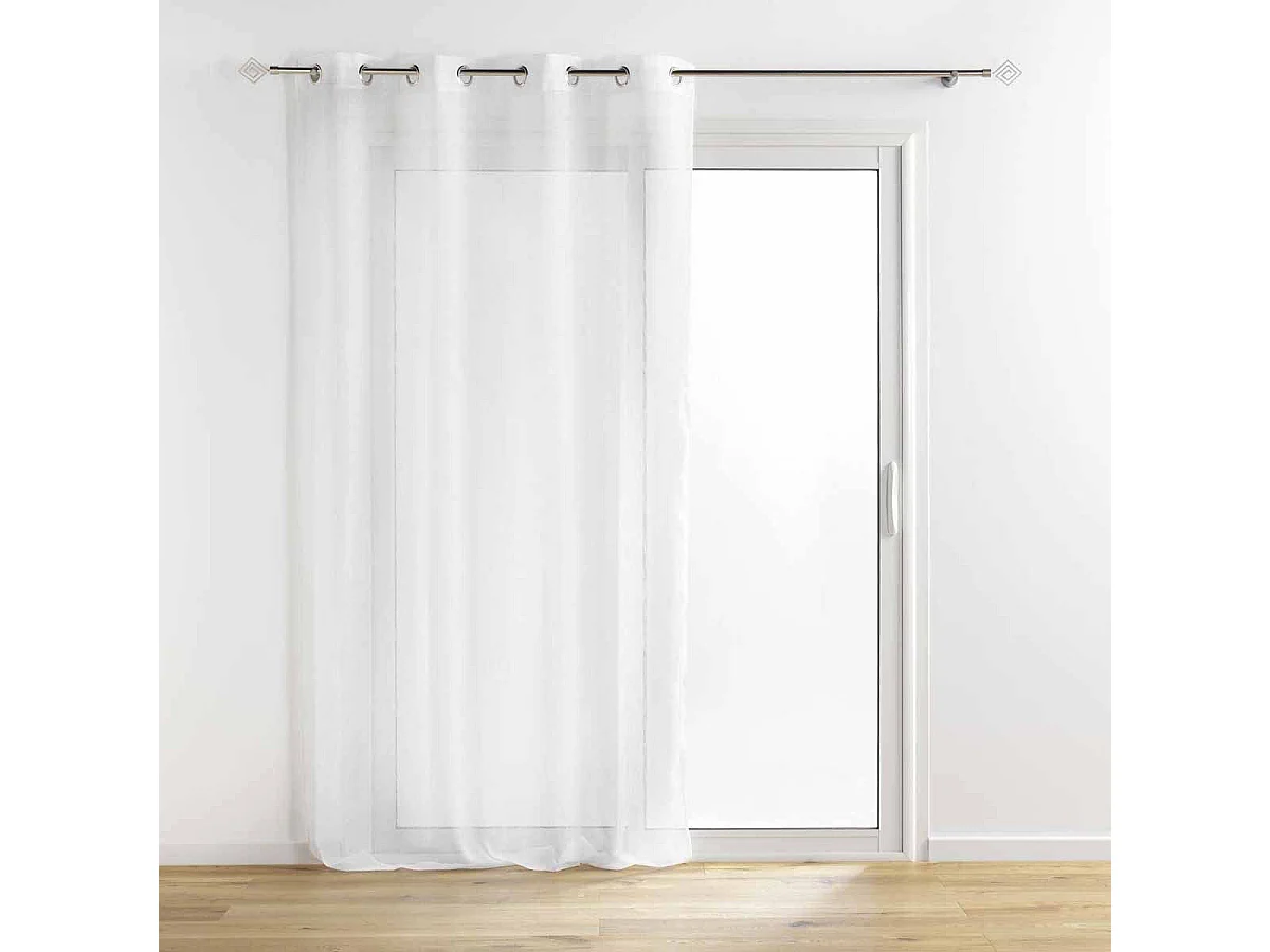 Rideau Voilage à Œillets "Sunline" 140x240cm Blanc & Argent
