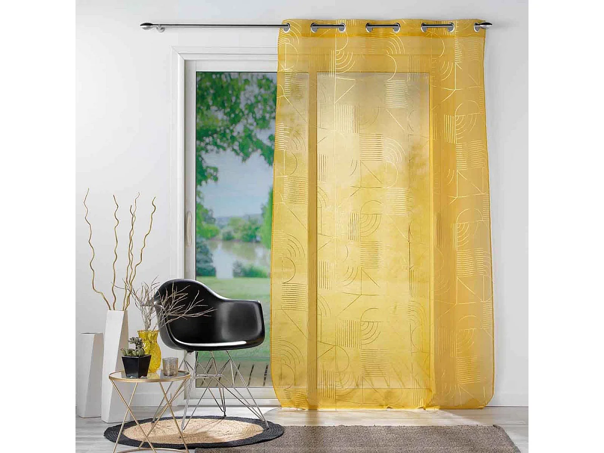 Rideau Voilage à Œillets "Lineor" 140x240cm Jaune