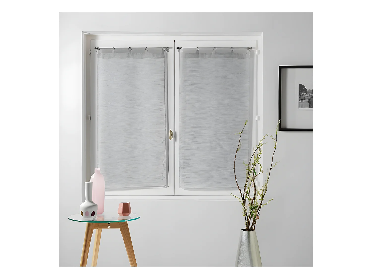 Paire de Voilages "Milza" 60x160cm Gris