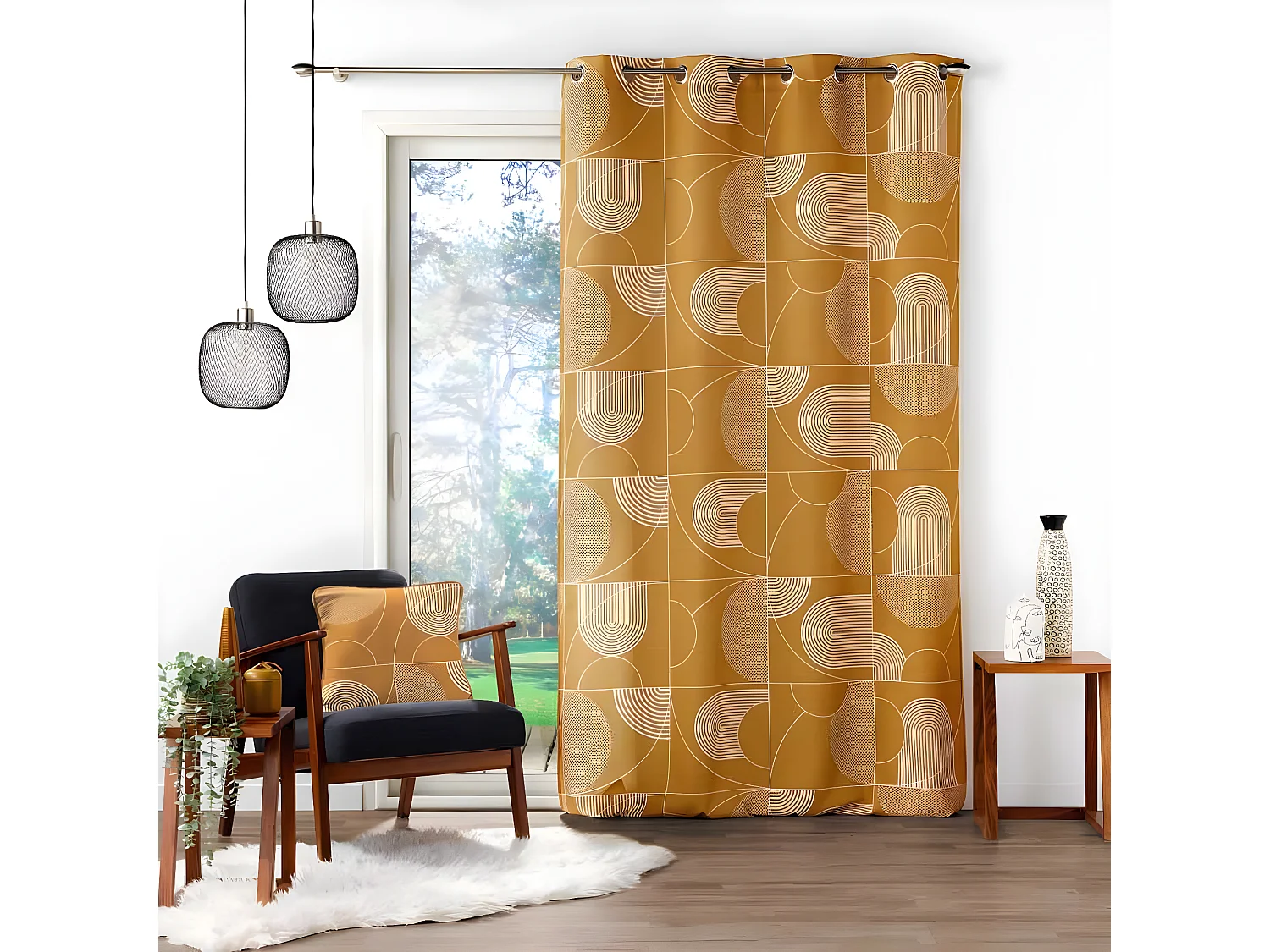 Rideau à Œillets "Esquisse" 140x280cm Camel