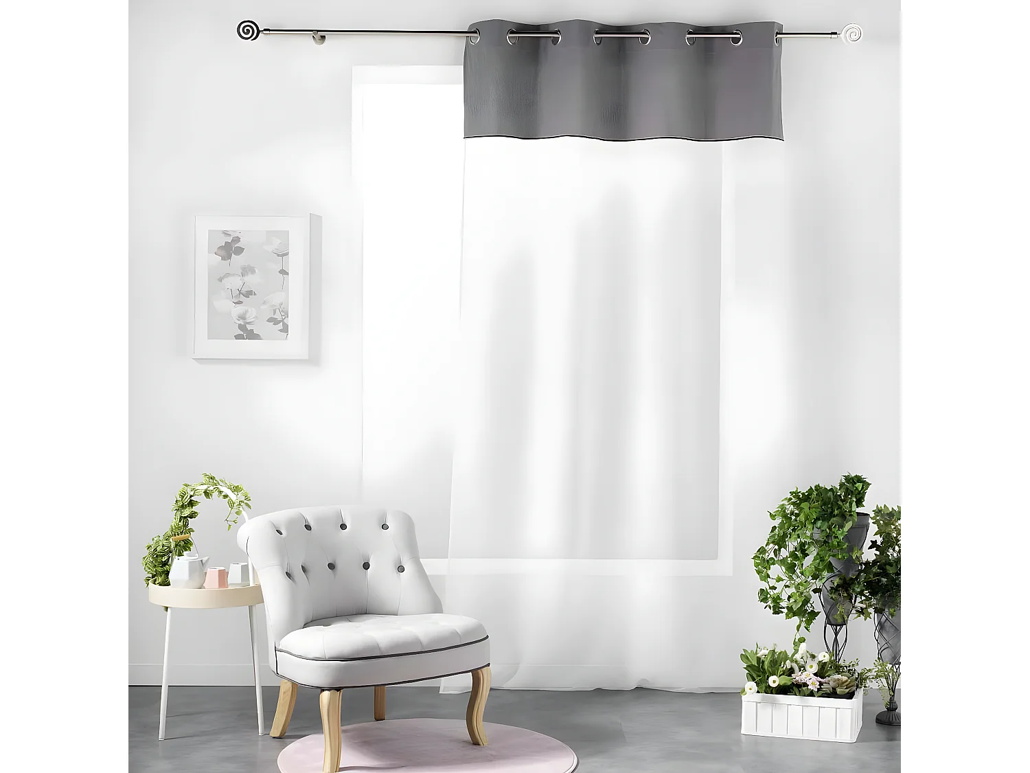 Rideau Voilage à Œillets "Jolibel" 137x240cm Gris