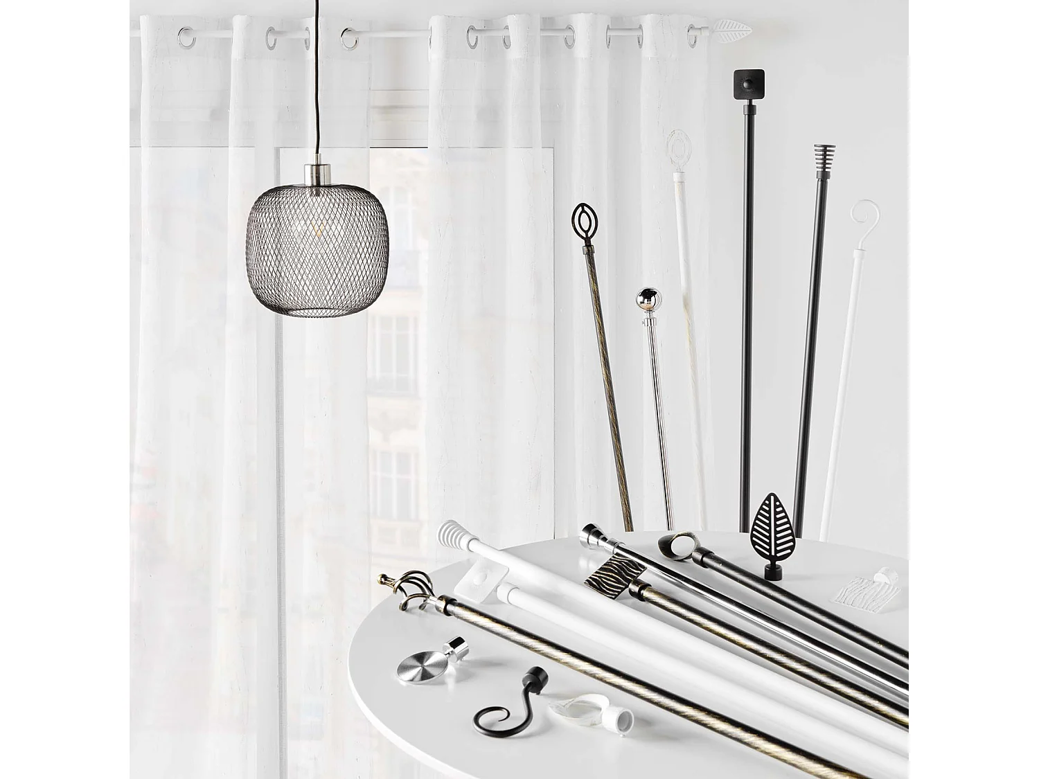 Kit Tringle Déco Extensible "Sphera" 120-210cm Chromé