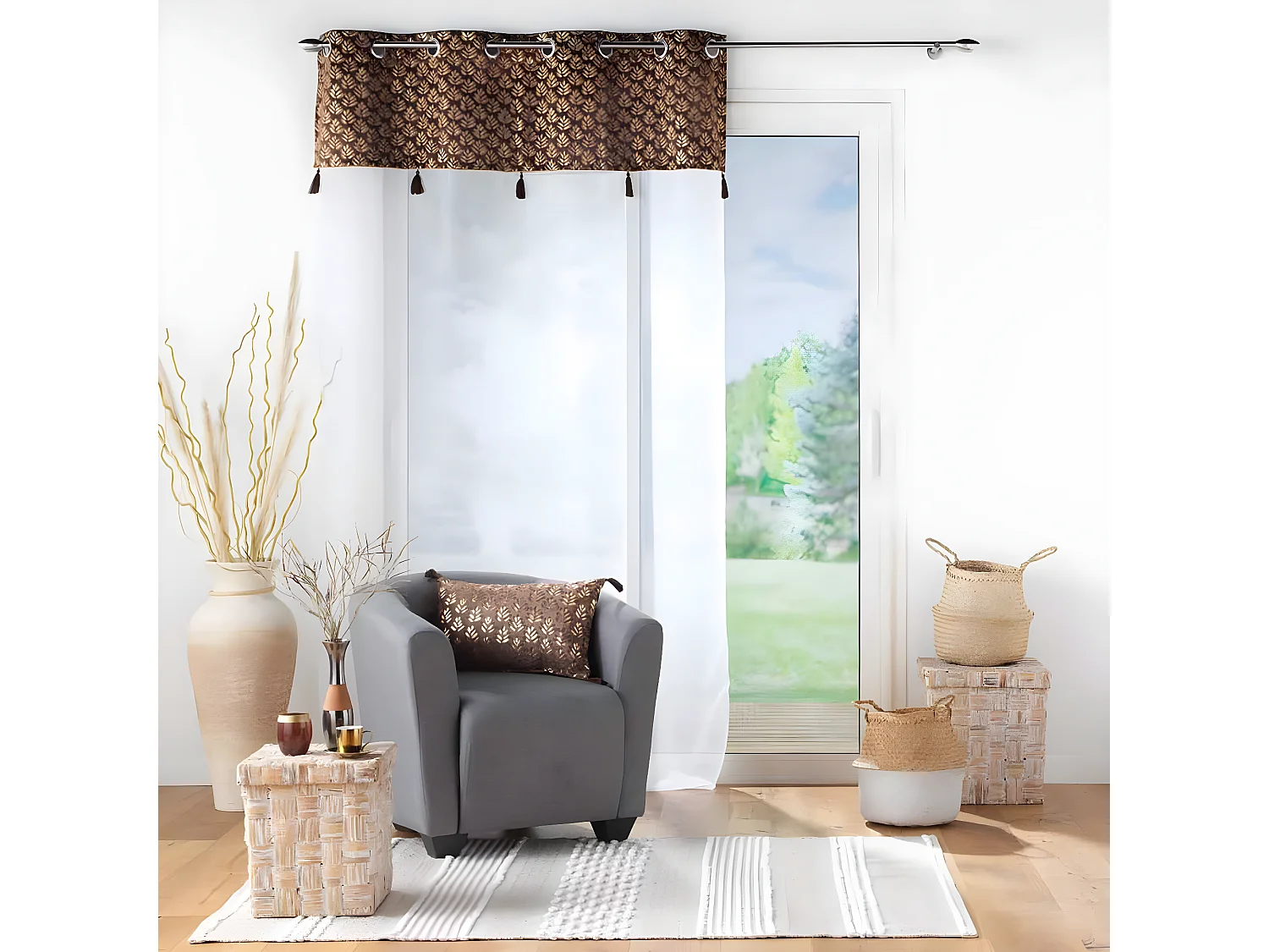 Rideau Voilage à Œillets "Evie" 140x280cm Chocolat