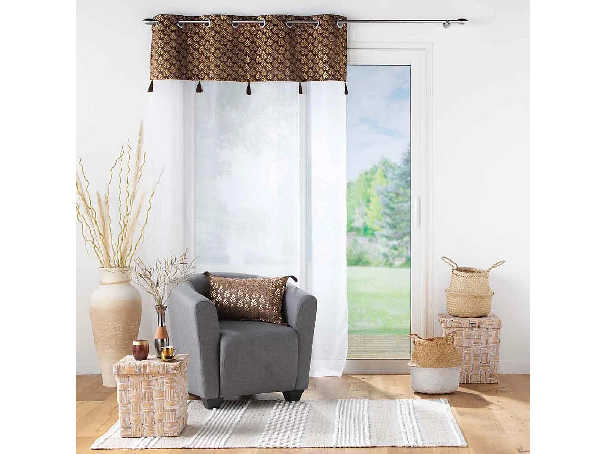 Rideau Voilage à Œillets "Evie" 140x280cm Chocolat