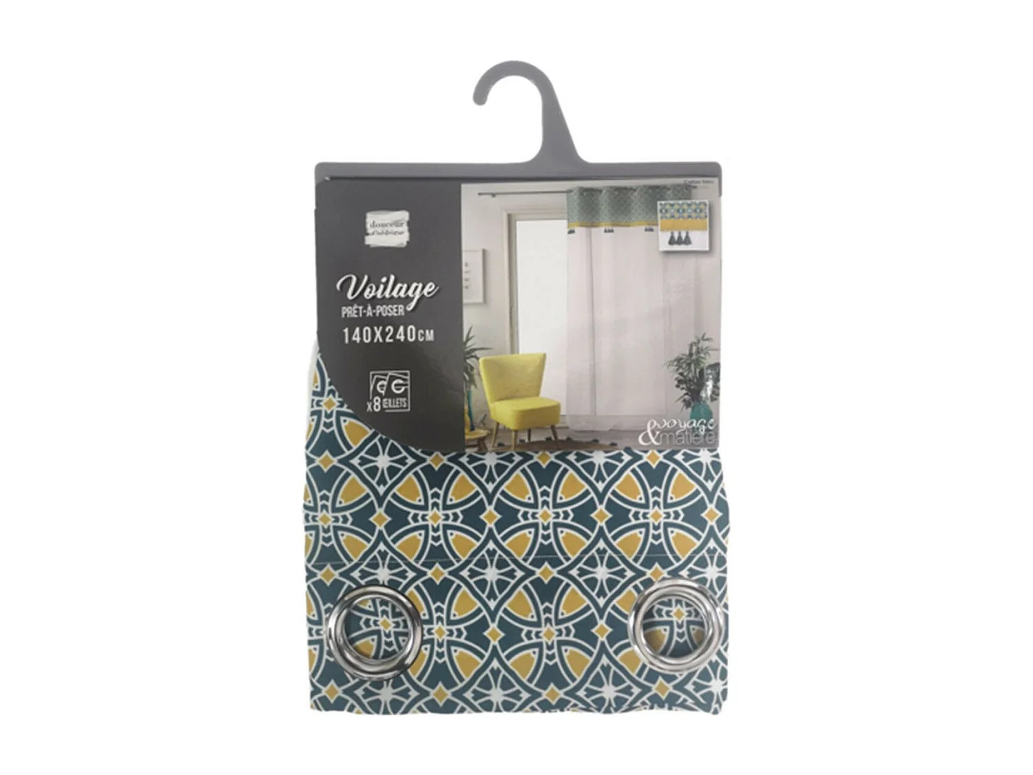 Rideau Voilage à Œillets "Callao" 140x240cm Bleu