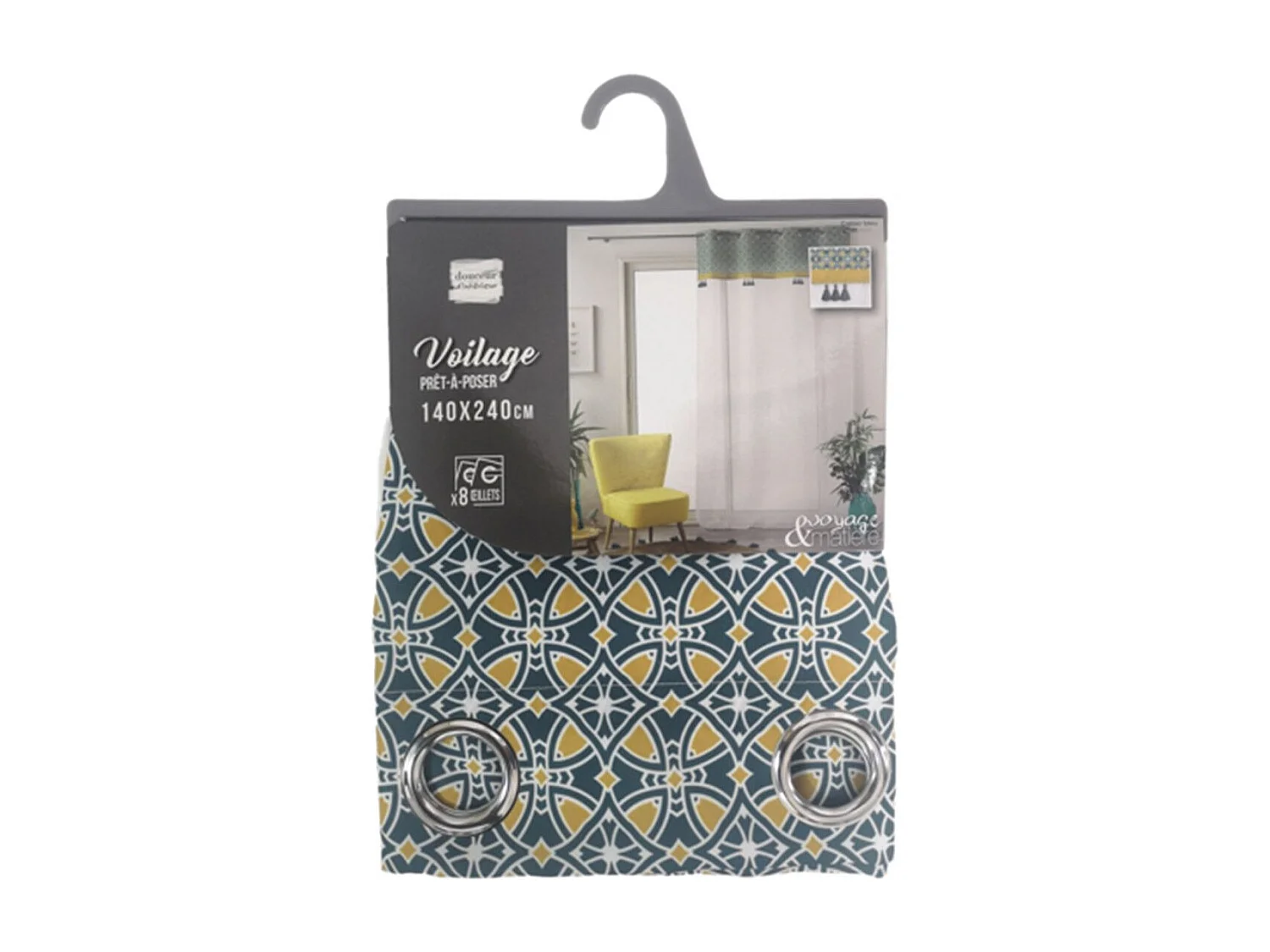 Rideau Voilage à Œillets "Callao" 140x240cm Bleu