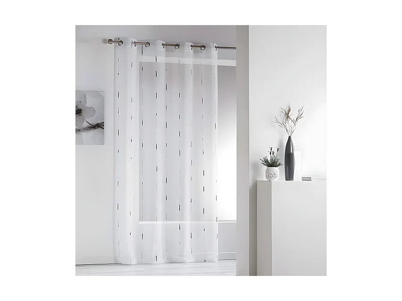 Rideau Voilage à Œillets "Chenilla" 140x280cm Gris