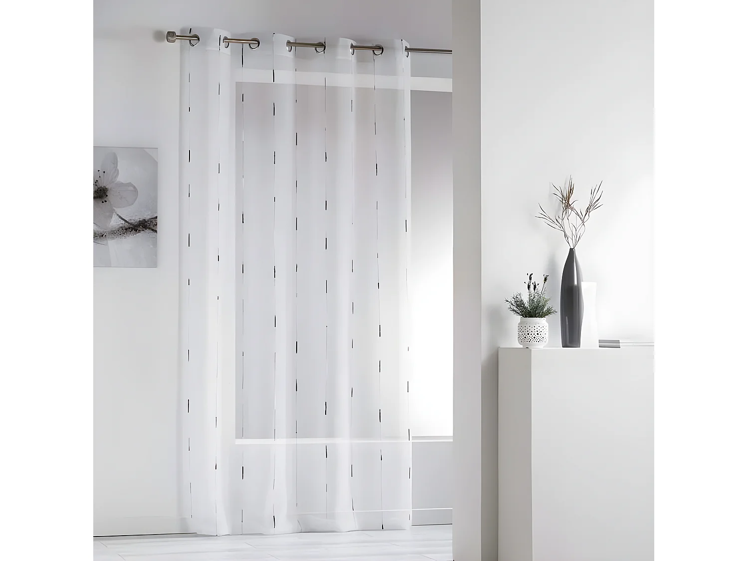 Rideau Voilage à Œillets "Chenilla" 140x280cm Gris