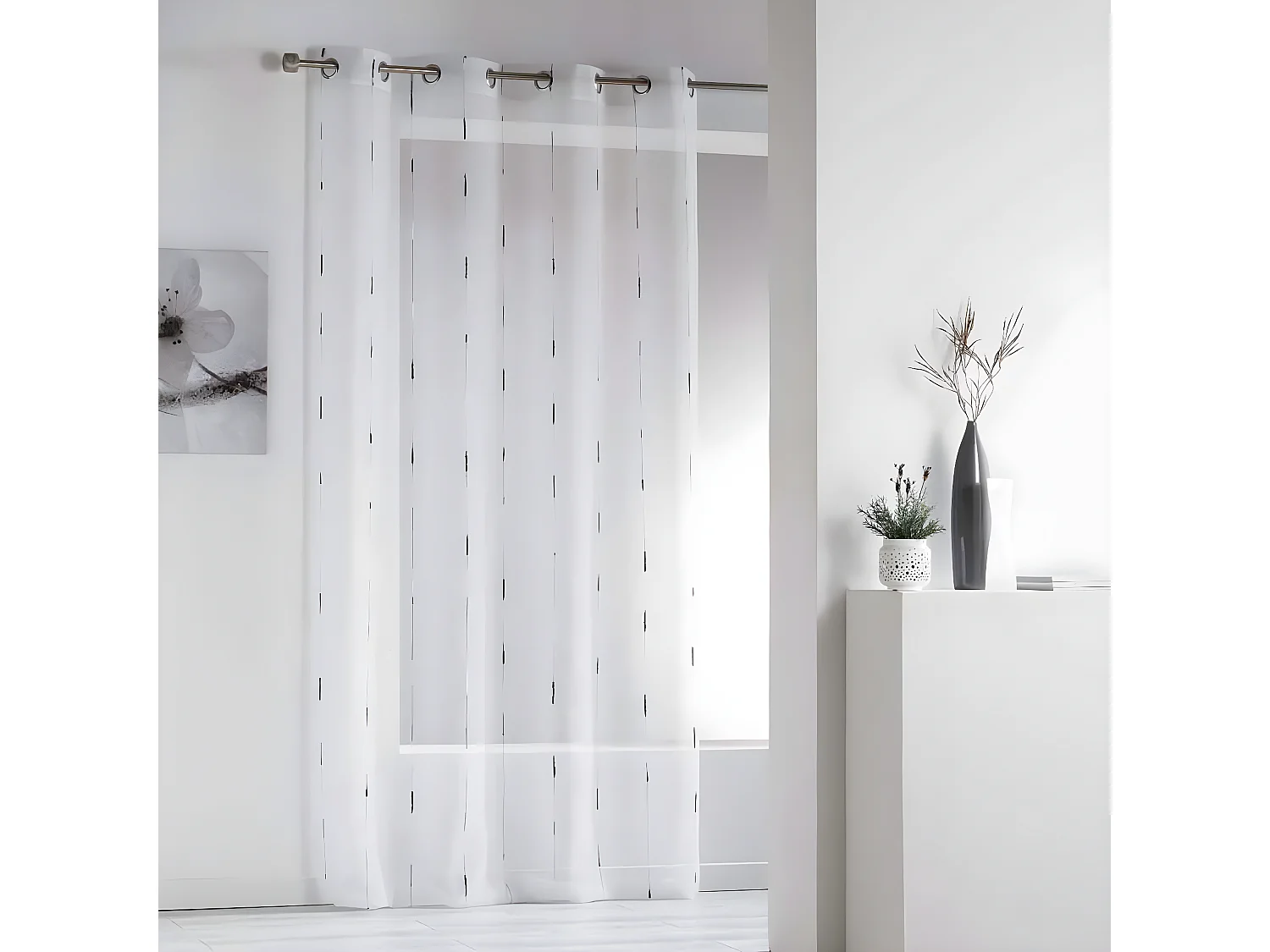 Rideau Voilage à Œillets "Chenilla" 140x280cm Gris