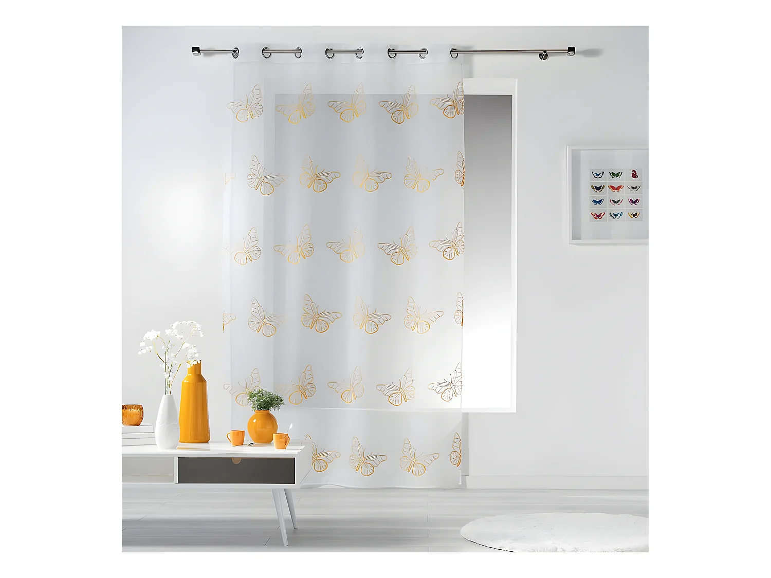 Rideau Voilage "Papillona" 140x240cm Jaune