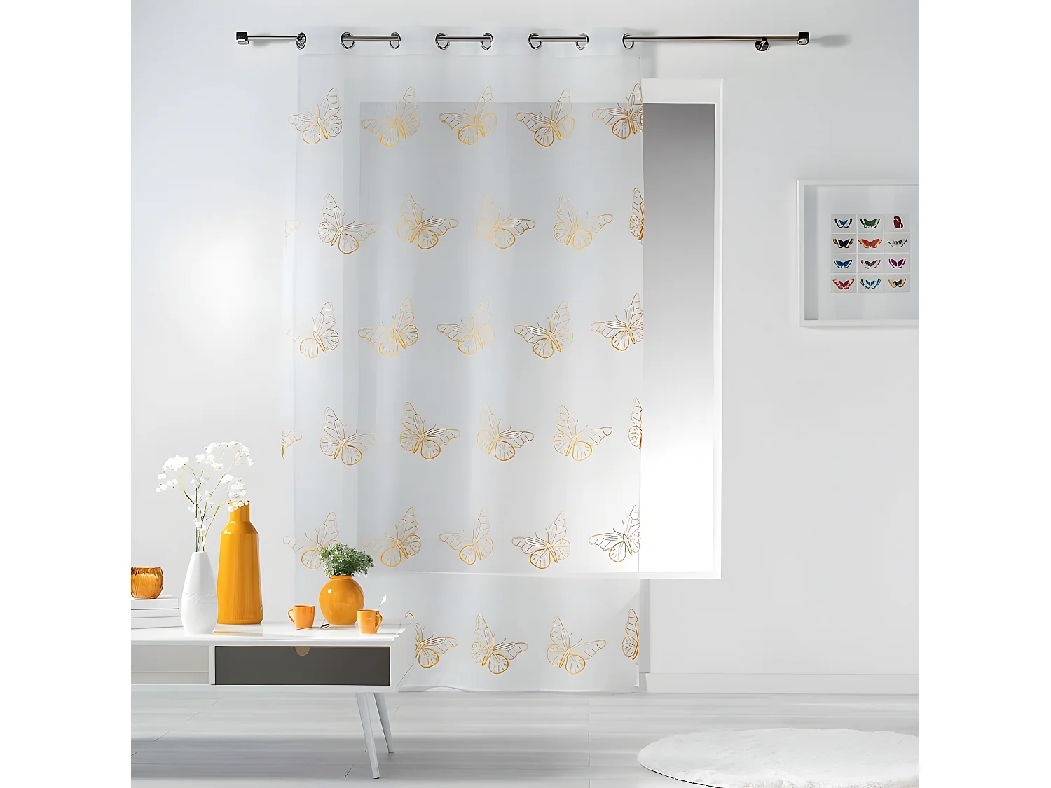 Rideau Voilage "Papillona" 140x240cm Jaune