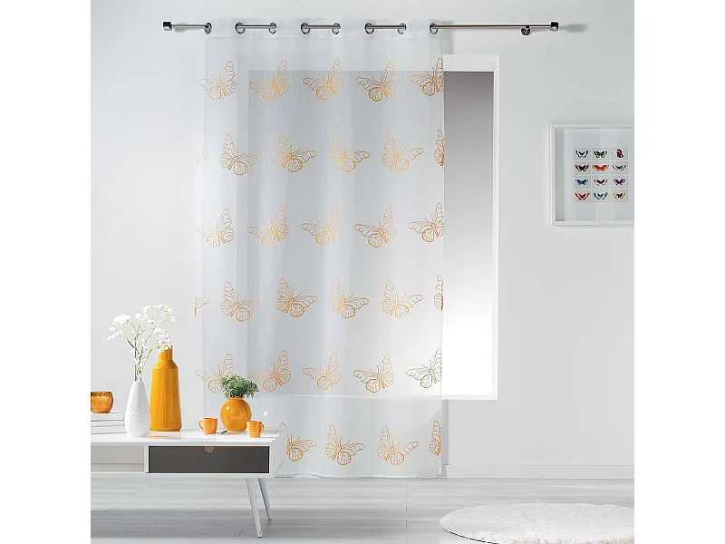 Rideau Voilage "Papillona" 140x240cm Jaune